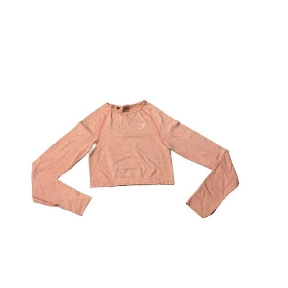 Gymshark Vital Seamless Cropped Top Long Sleeve Peach Size Small - Picture 1 of 8